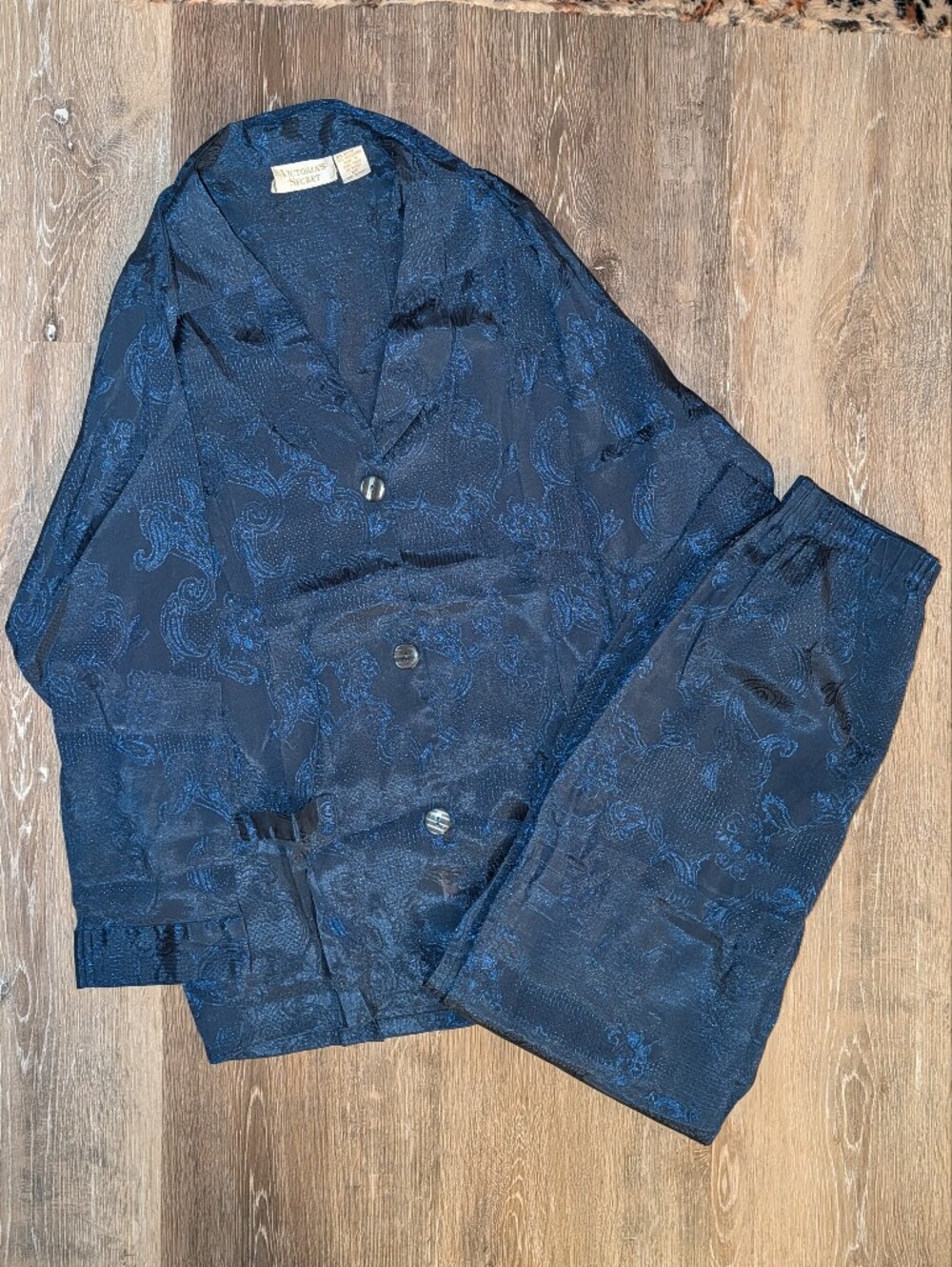 Vintage Victoria's Secret Gold Tag Blue PJ Set
